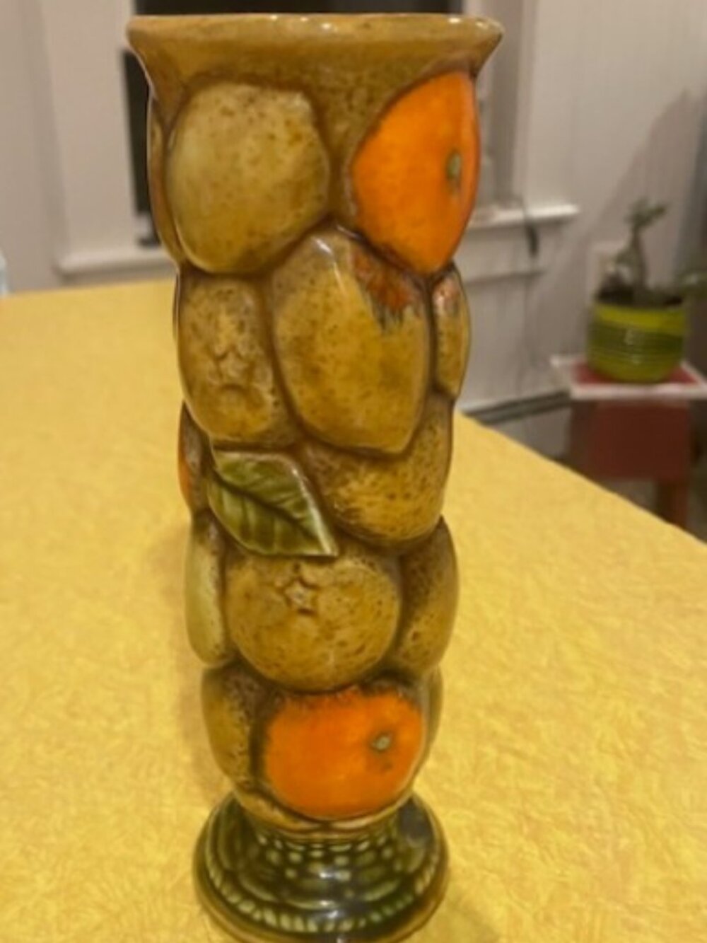 Vintage Inarco Japan Ceramic Fruit Decorative Vase oranges lemons 7”